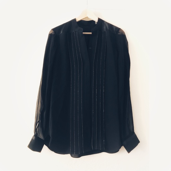 ✨Sold✨Elie Tahari Pleated Button-Down Silk Blouse - Picture 4 of 7